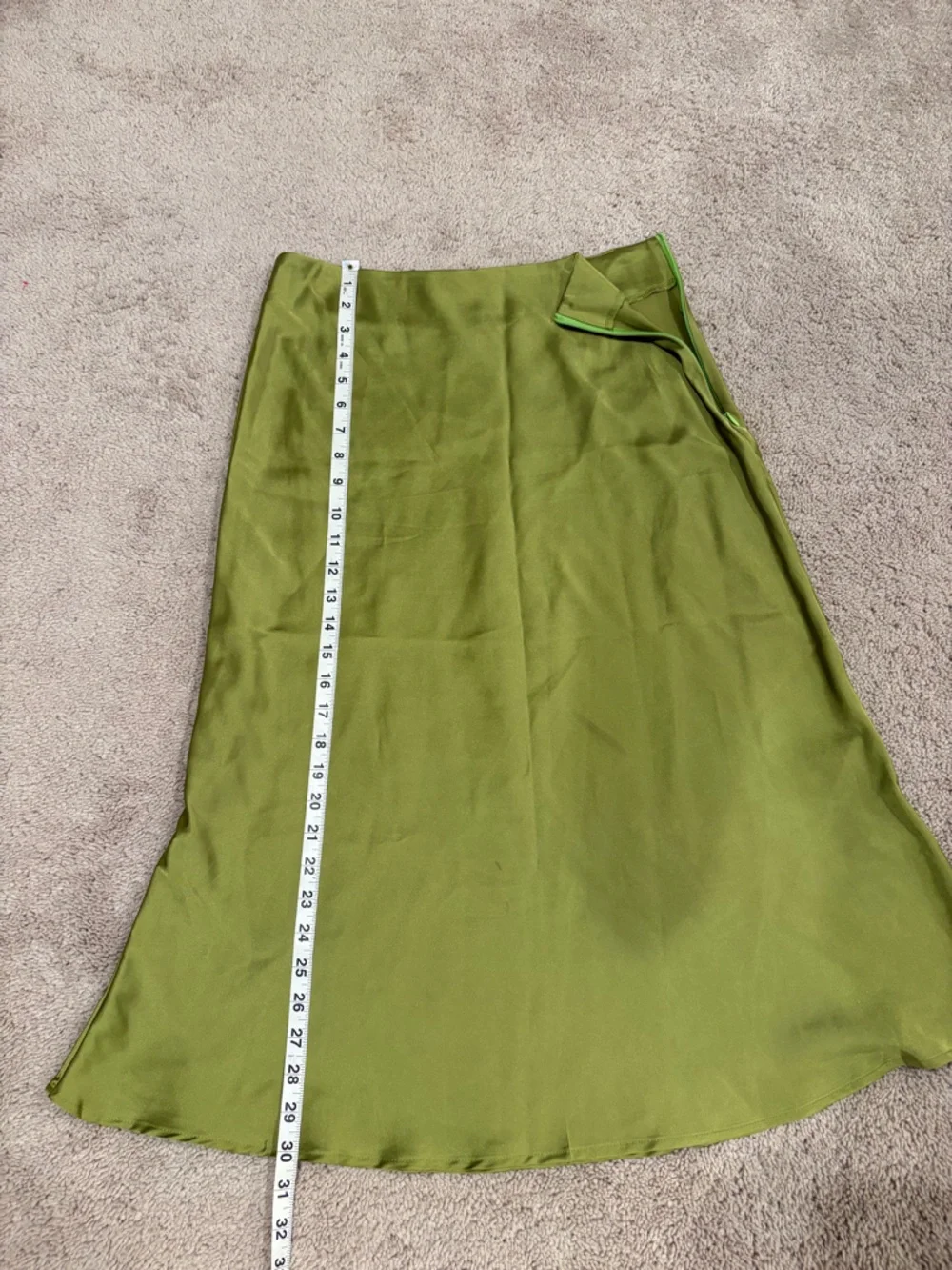 Satin Midi Skirt in Olive Green - Picture 8 of 8